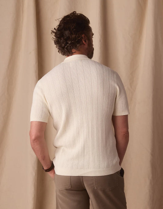 The Normal Brand Robles Textured Knit Camp Button Up in Ivory