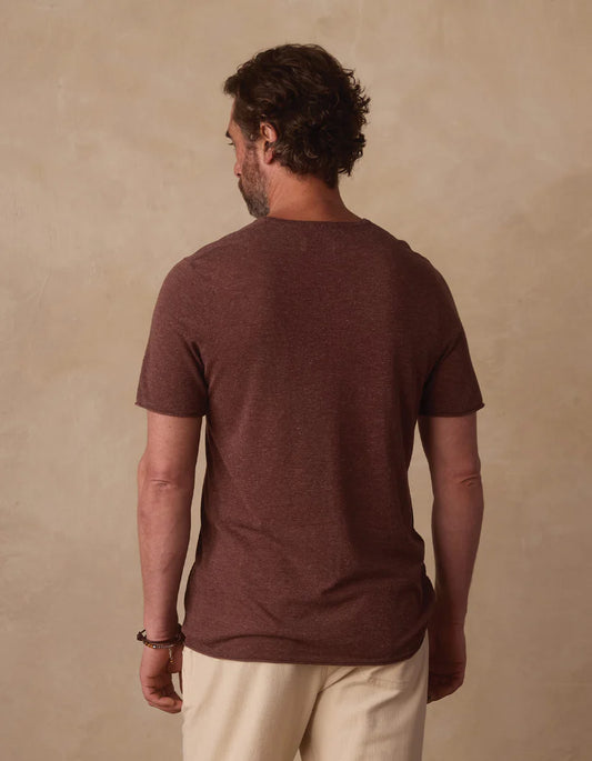 The Normal Brand Summer Linen-Blend Knit Tee In Espresso