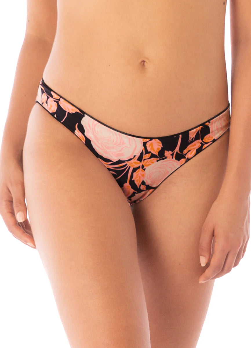 Maaji Women's Onyx Black Flirt Low Rise Thin Side Bikini Bottom