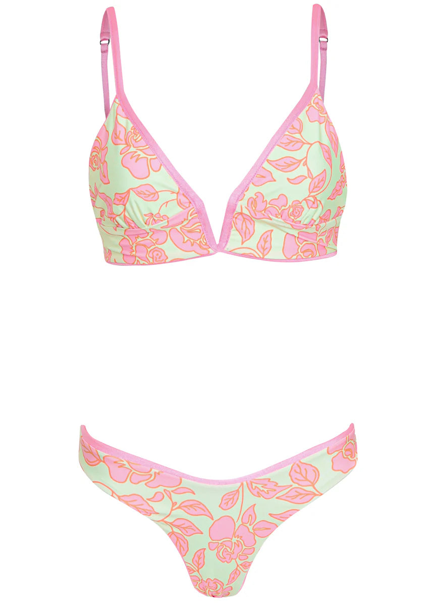 Maaji Taffy Pink Parade Long Line Triangle Bikini Top