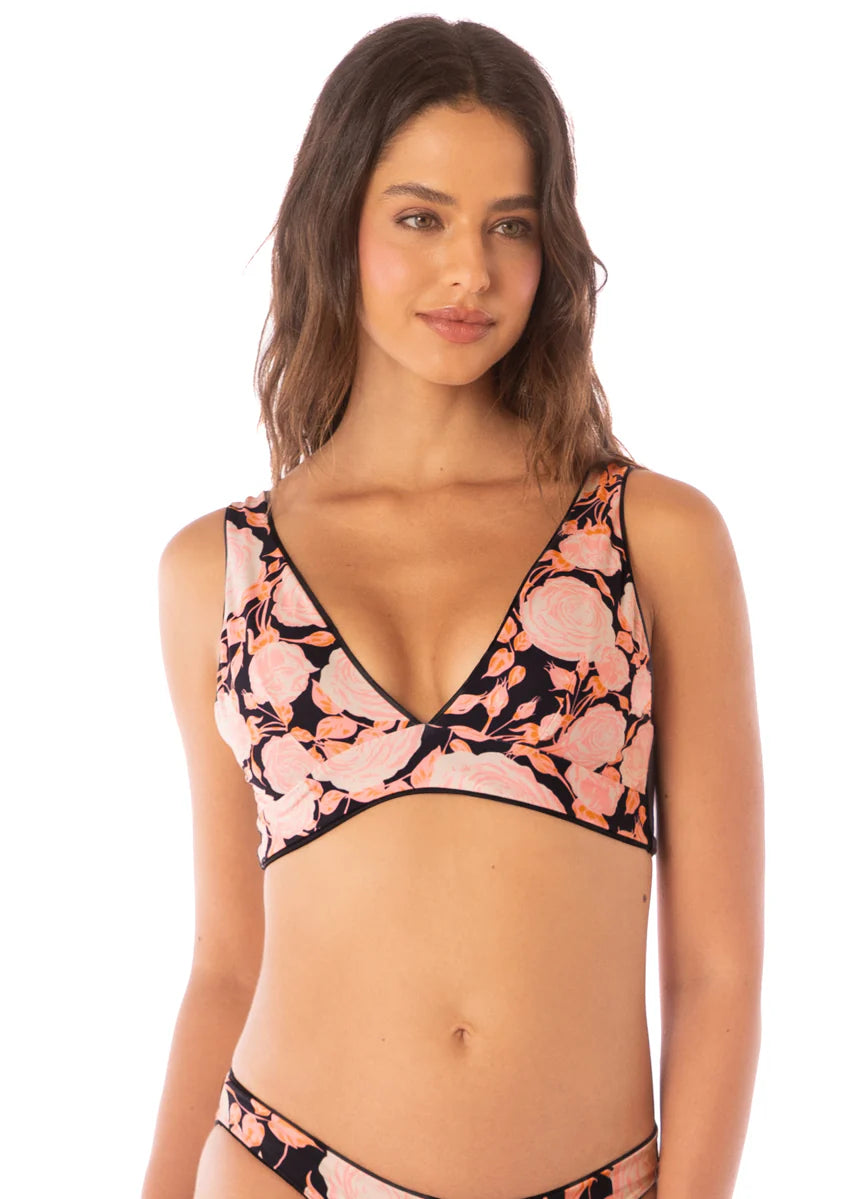 Maaji Women's Onyx Black Paradisial Long Line Triangle Bikini Top
