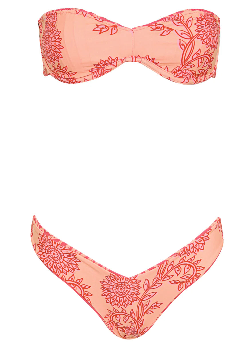 Maaji Coral Reef Rosebud Strapless Bandeau Bikini Top