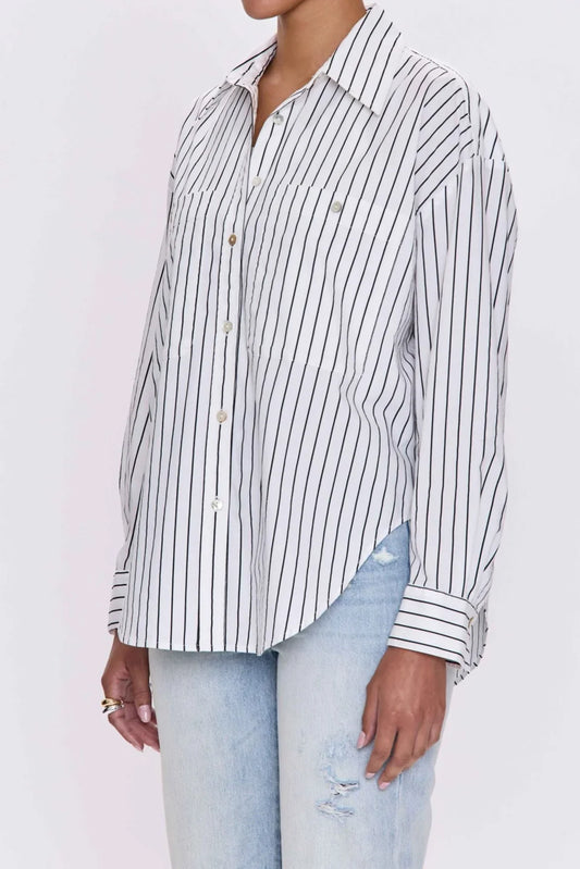 Pistola Samantha Oversized Button Up ~ Noir Le Blanc Stripe