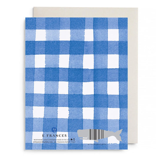 E. Frances Blue Gingham Thank You Greeting Card