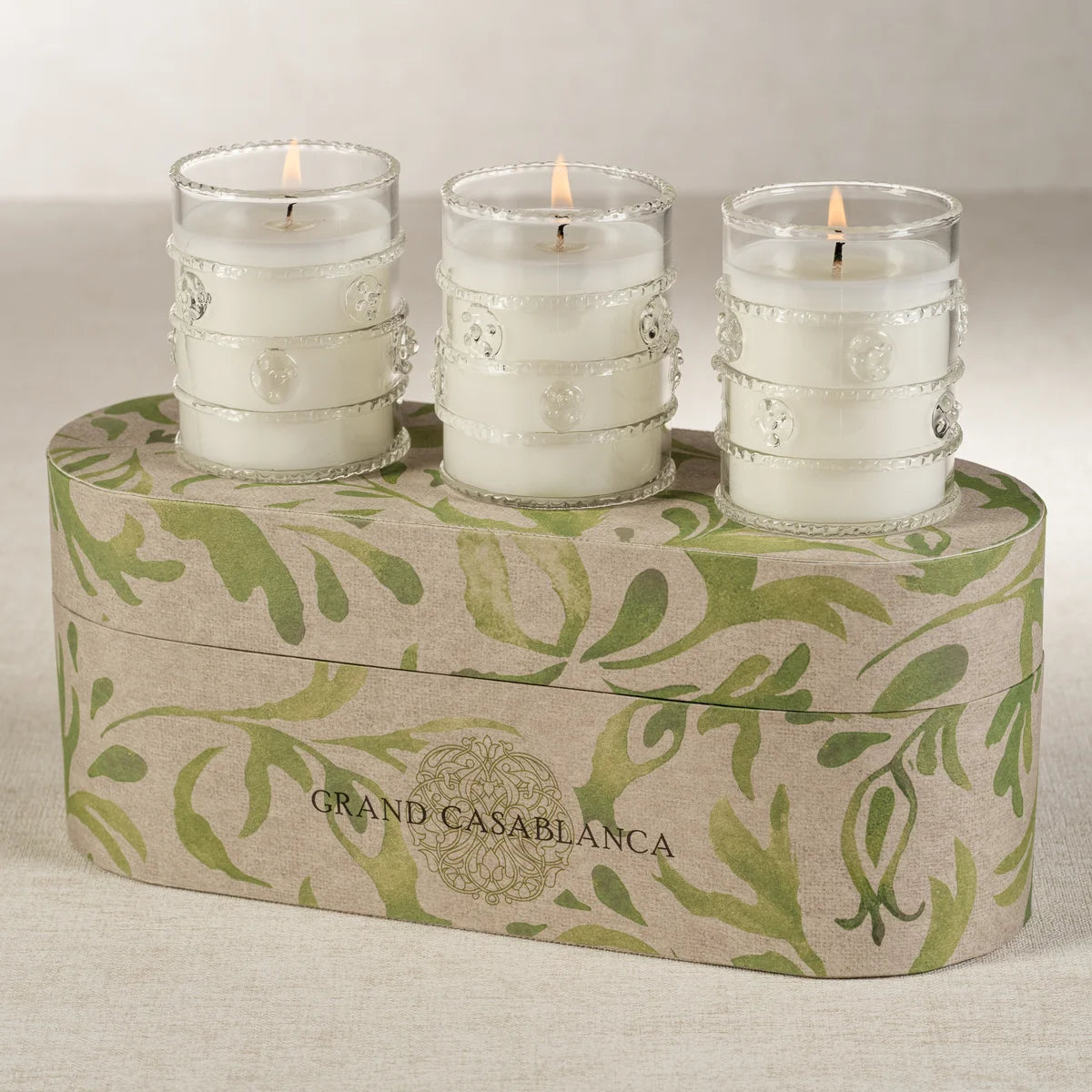 Zodax Grand Casablanca Scented Candle Trio- Magnolia Petals