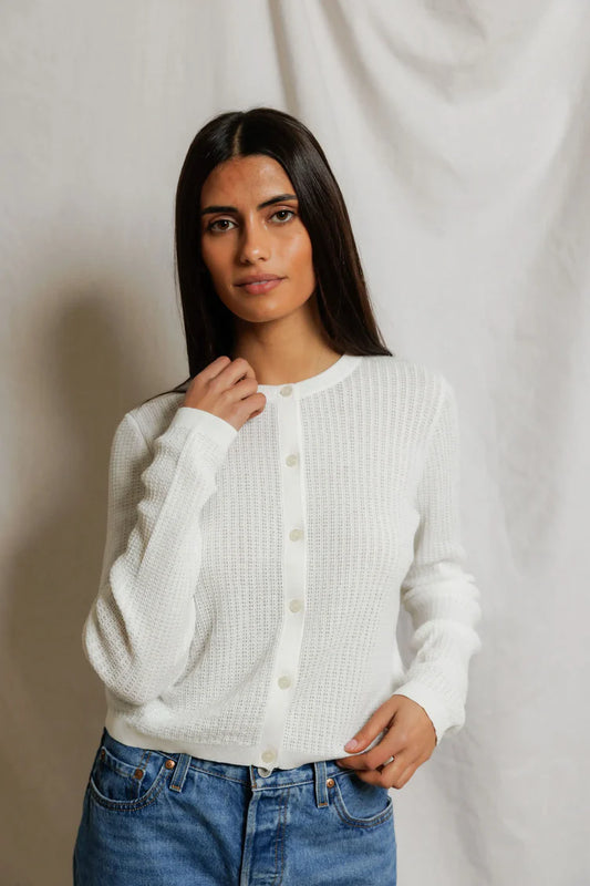 PerfectWhiteTee Ada Pointelle Cardigan