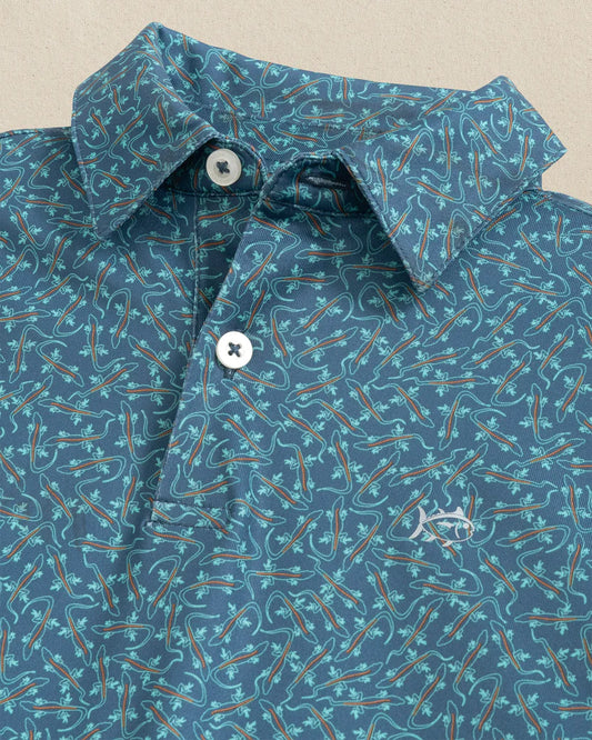 Southern Tide Boys Driver Iguana Glee Printed Performance Polo