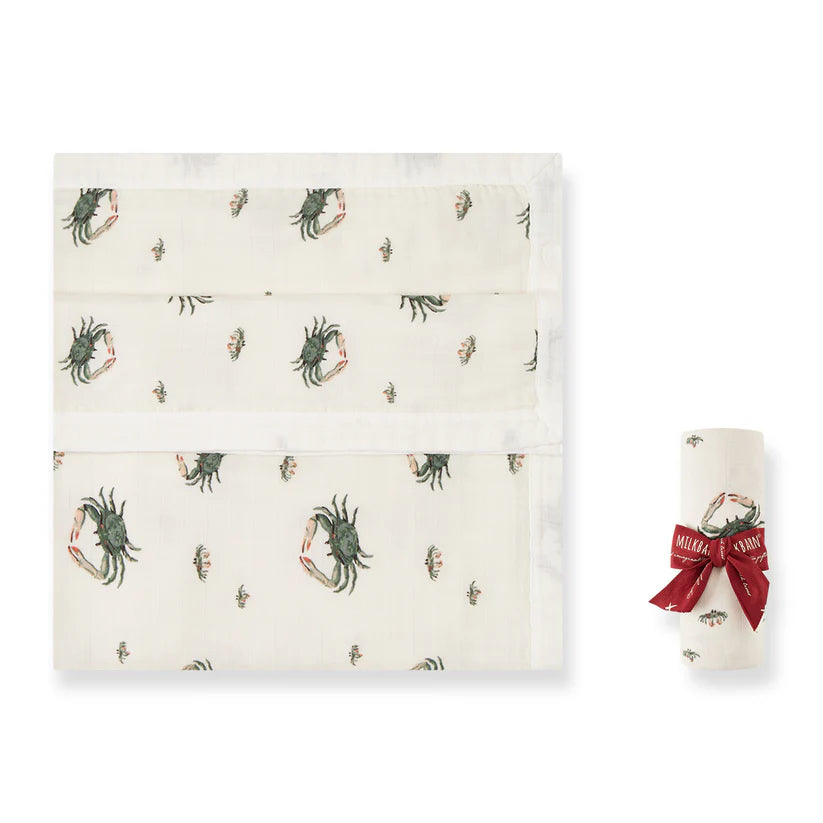 Milkbarn Coastal Crab Big Lovey Three-Layer Muslin Blanket