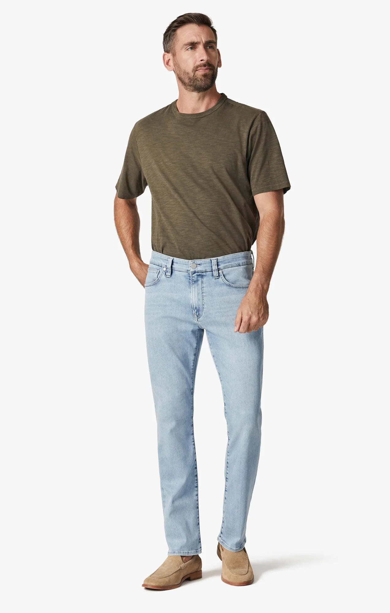 34 Heritage Courage Straight Leg Jeans In Bleached Urban