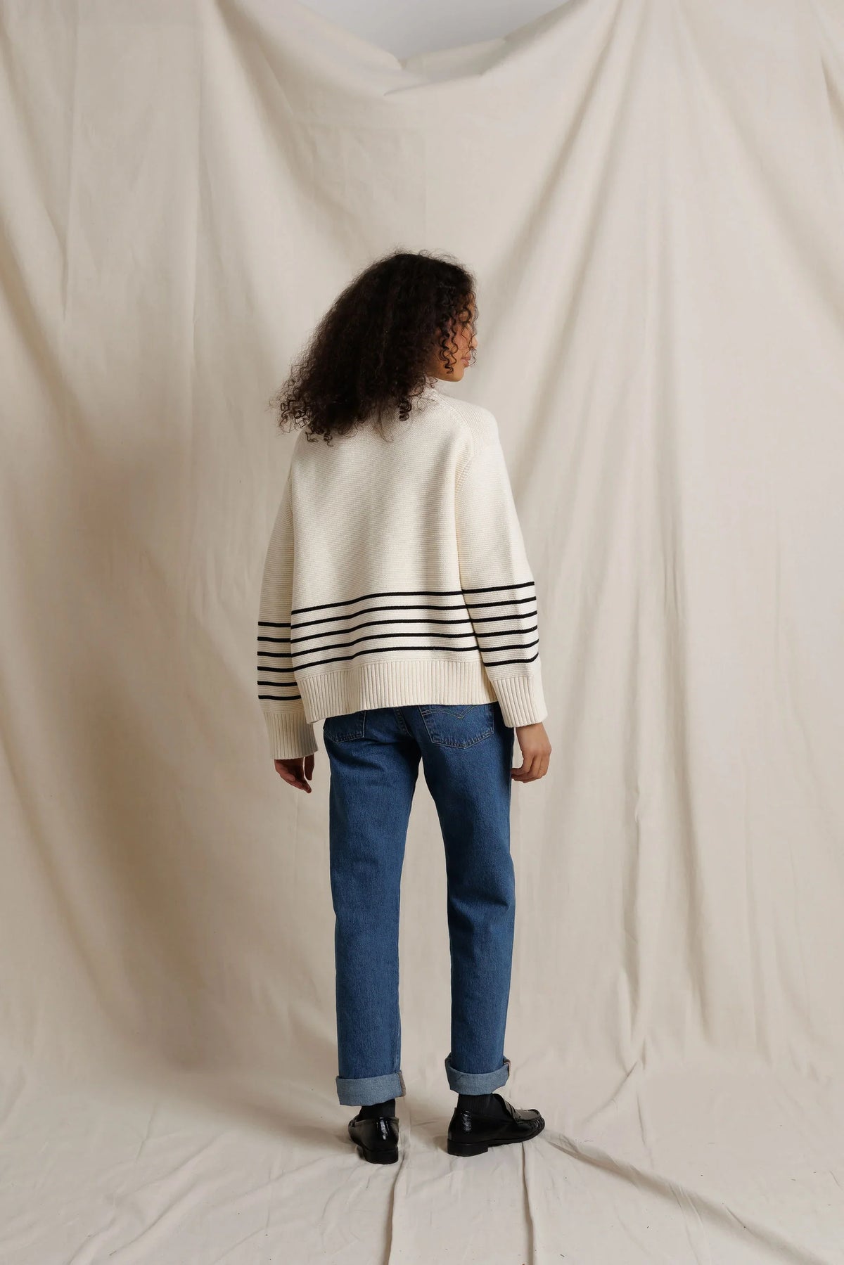 PerfectWhiteTee Elsie 100% Cotton Turtleneck Sweater