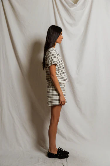 PerfectWhiteTee Eve Stripe Loop Terry Crew Neck Tee