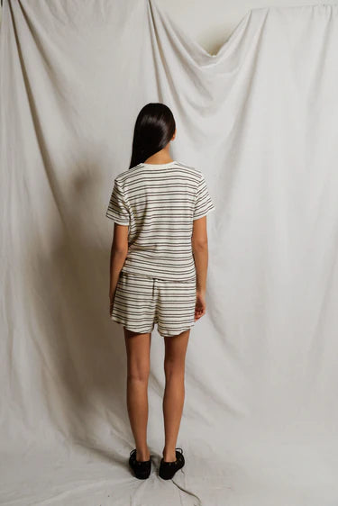 PerfectWhiteTee Eve Stripe Loop Terry Crew Neck Tee