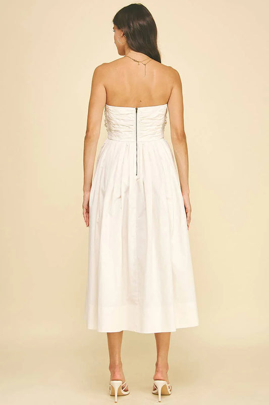 Pinch Shirring Detailed Sleeveless Midi Dress
