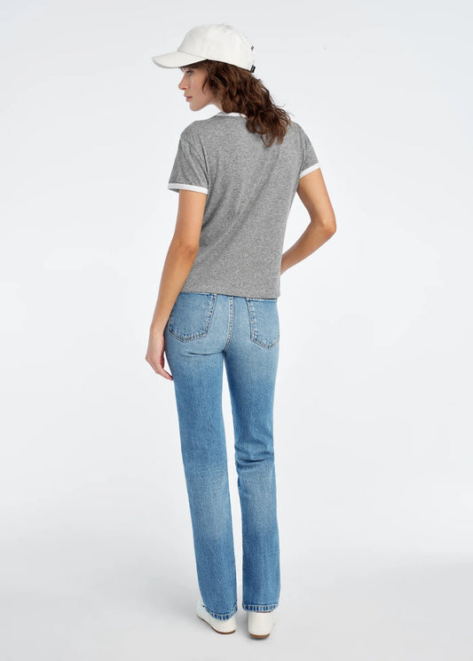 Favorite Daughter The Collegiate Chest Logo Ringer Tee