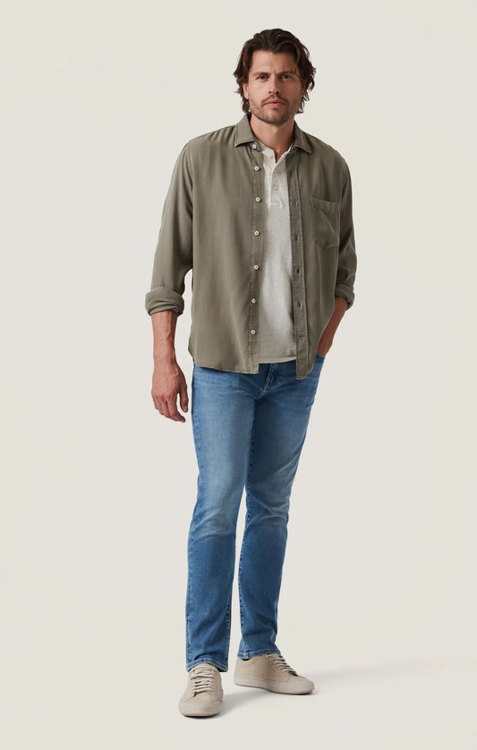 34 Heritage Men's Courage Straight Leg Jeans in Mid Brushed Organic Ultra