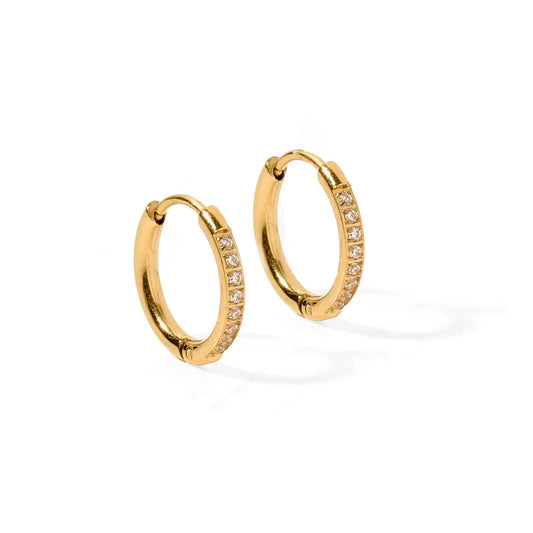 Linny Co. Huggie Earrings - Scarlett Hoop Gold 12mm CZ