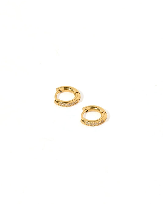 Linny Co. Huggie Earrings - Scarlett Hoop Gold 8mm CZ