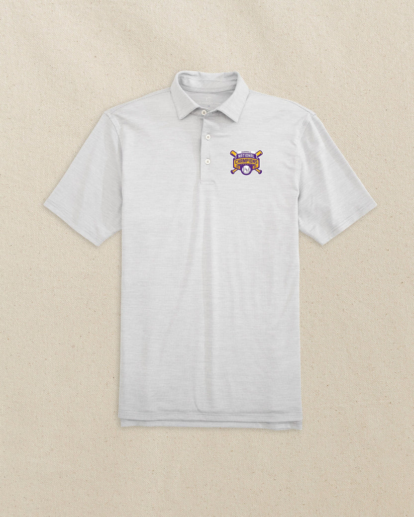 Southern Tide Men's LSU 2025 Baseball National Champions Driver Spacedye Polo