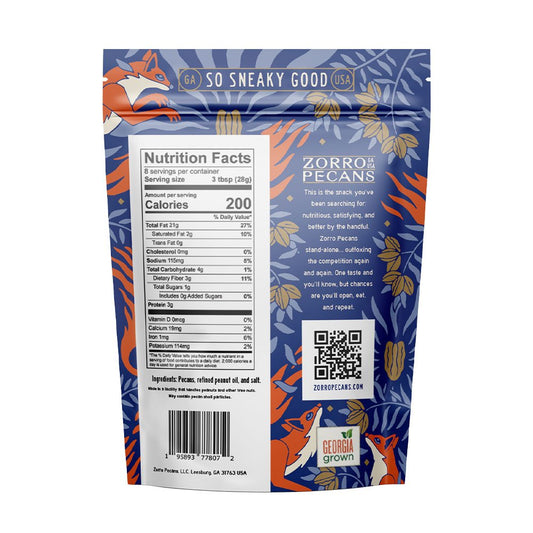 Zorro Pecans Roasted And Lightly Salted 8oz Bag