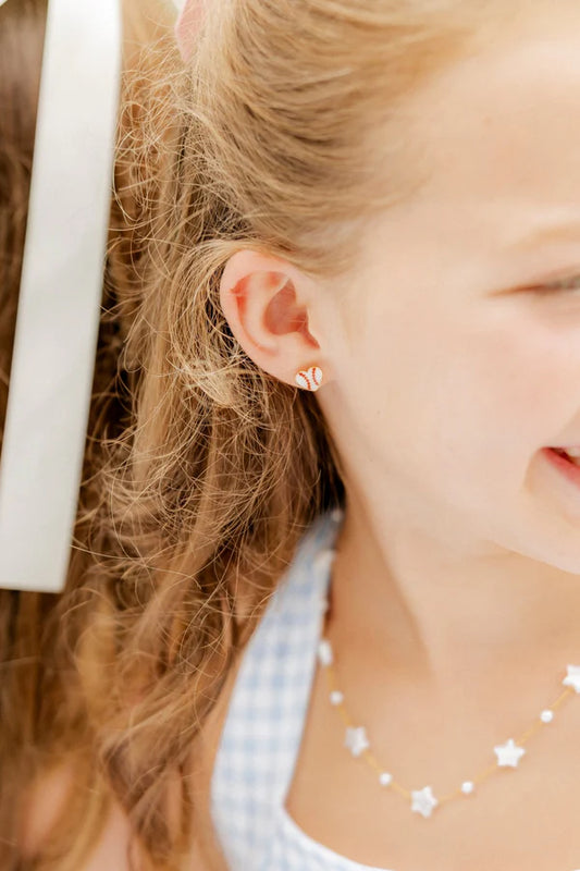 Linny Co. Screwback Stud Earrings - Baseball Heart