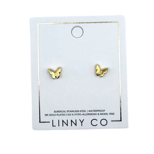 Linny Co. Screwback Stud Earrings - Bella Butterfly