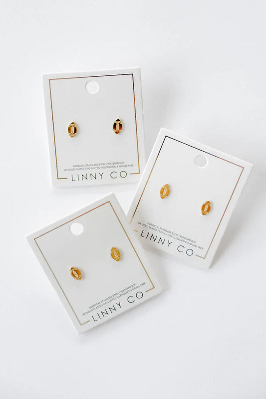 Linny Co. Screwback Stud Earrings - Football