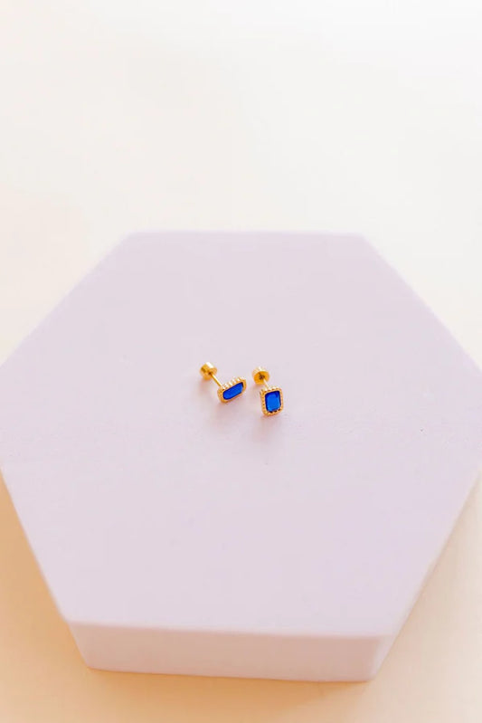 Linny Co. Screwback Stud Earrings - Madison Sapphire