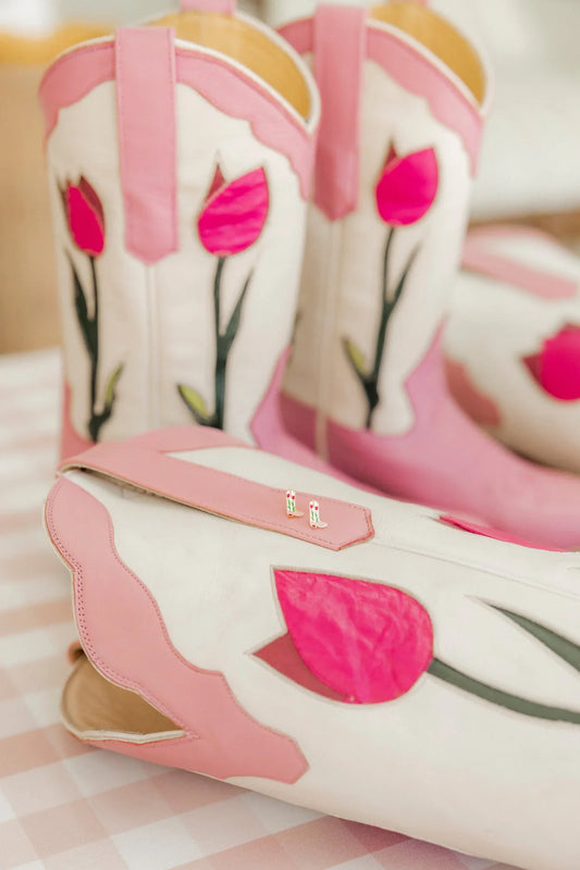 Linny Co. Screwback Stud Earrings - Tulip Cowgirl Boot