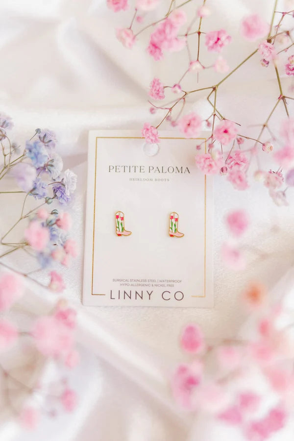 Linny Co. Screwback Stud Earrings - Tulip Cowgirl Boot