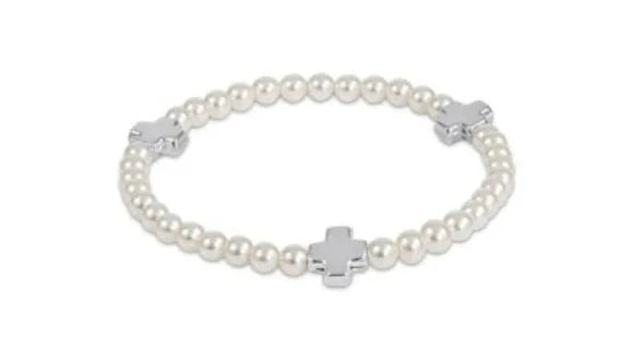 Enewton Signature Cross Pearl Patteen 4MM Bead Bracelet-Sterling