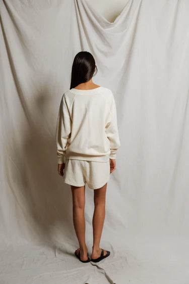 PerfectWhiteTee Sinead French Terry V Neck Sweatshirt
