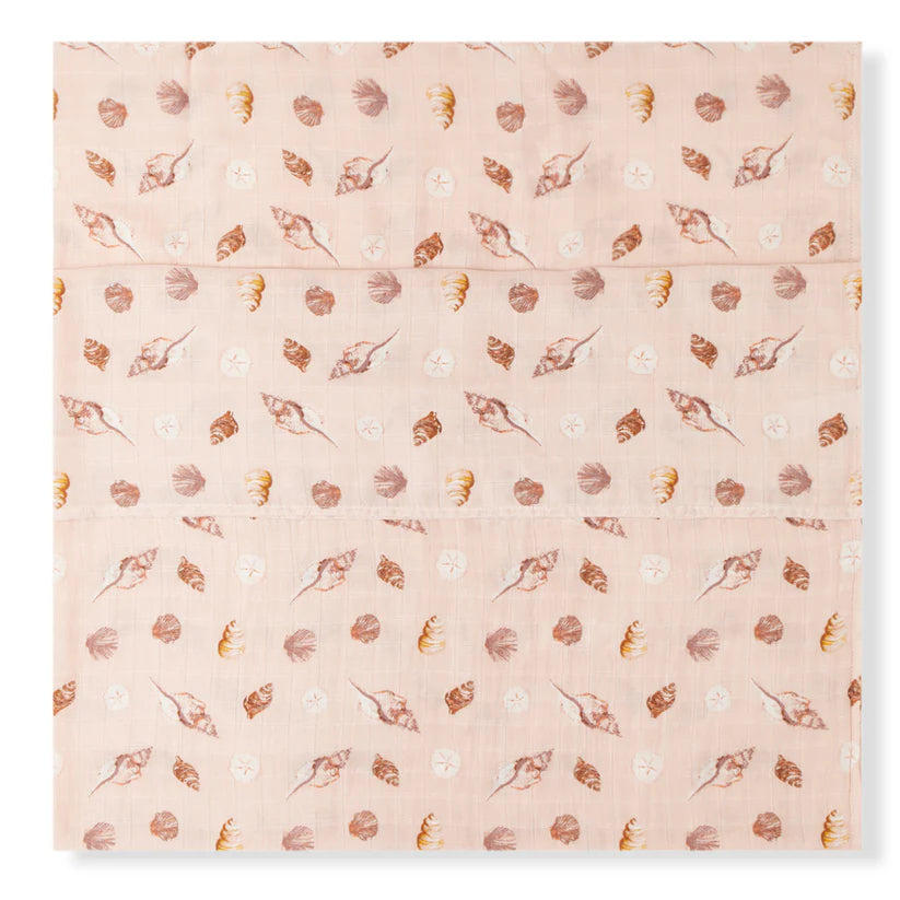 Milkbarn Seashells Bamboo Muslin Swaddle Blanket