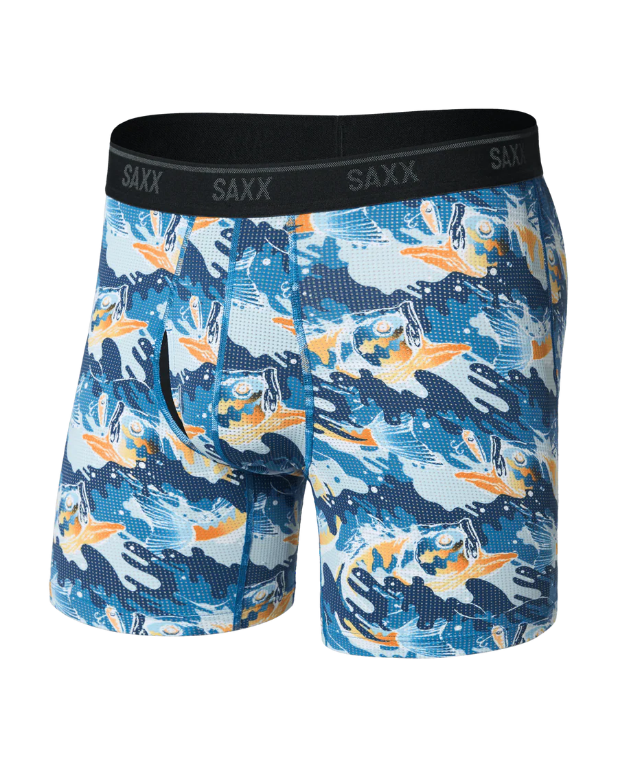 Saxx Quest Quick-Dry Mesh Quick-Dry Performance Boxer Brief 6"- Big Mouth Bass
