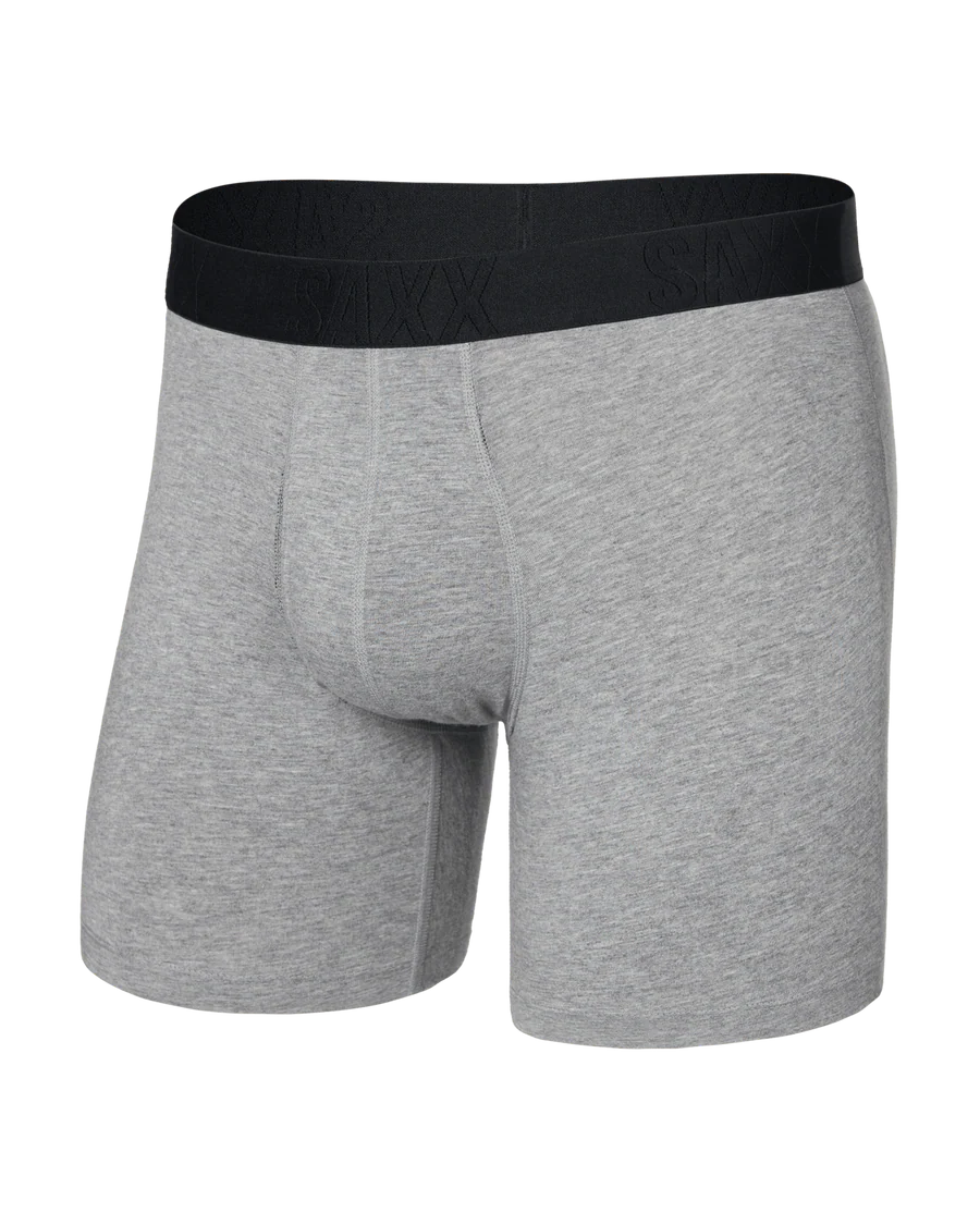 Saxx DropTemp Cooling Cotton Cooling Cotton Boxer Brief-6"- Dark Grey Heather