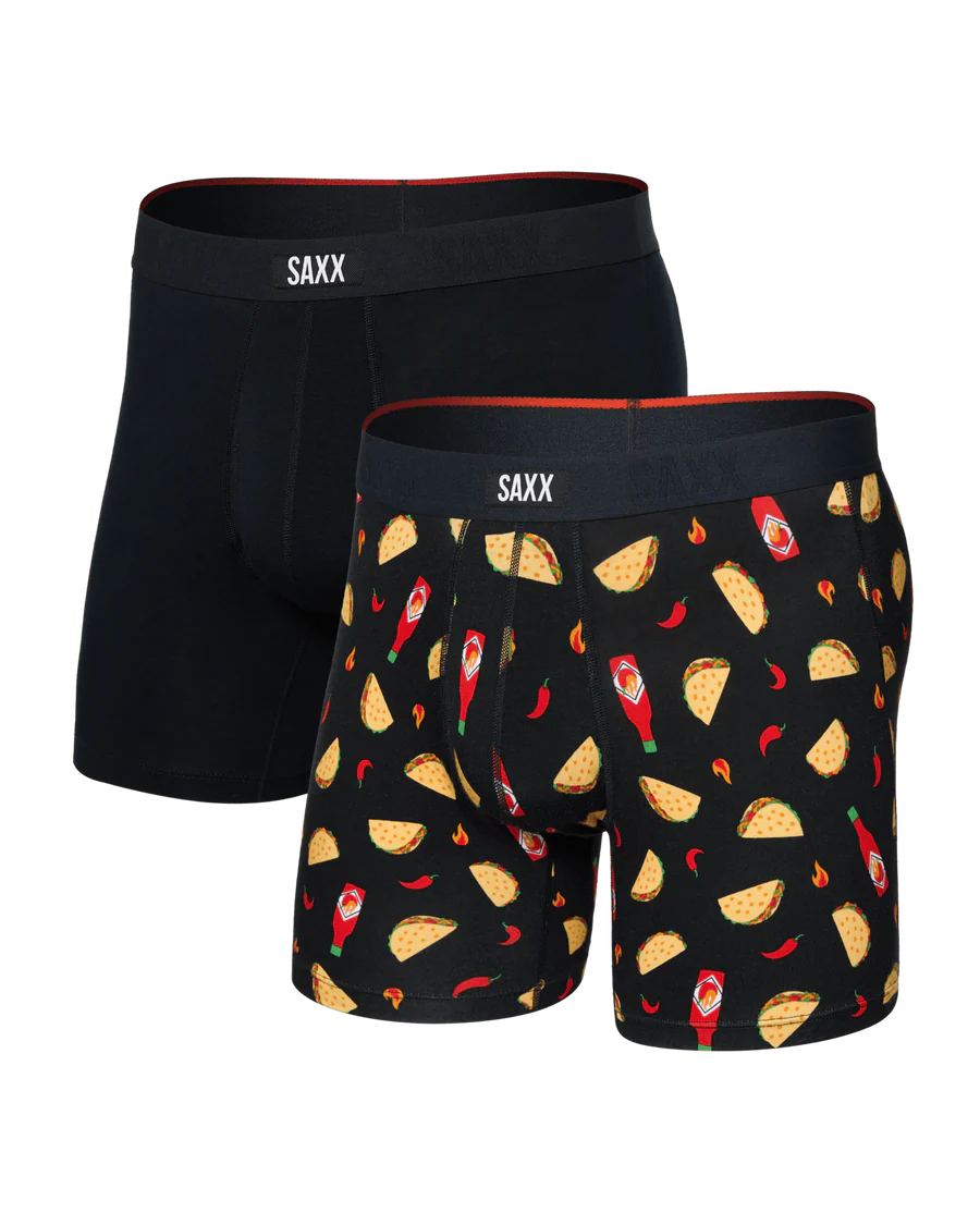Saxx Vibe Xtra Soft Comfort (2 Pack) Soft Comfort Boxer Brief 6"- Flamin Hot