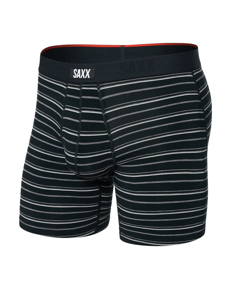 Saxx Vibe Xtra Soft Comfort Soft Comfort Boxer Brief 6"- Black Coast Stripe