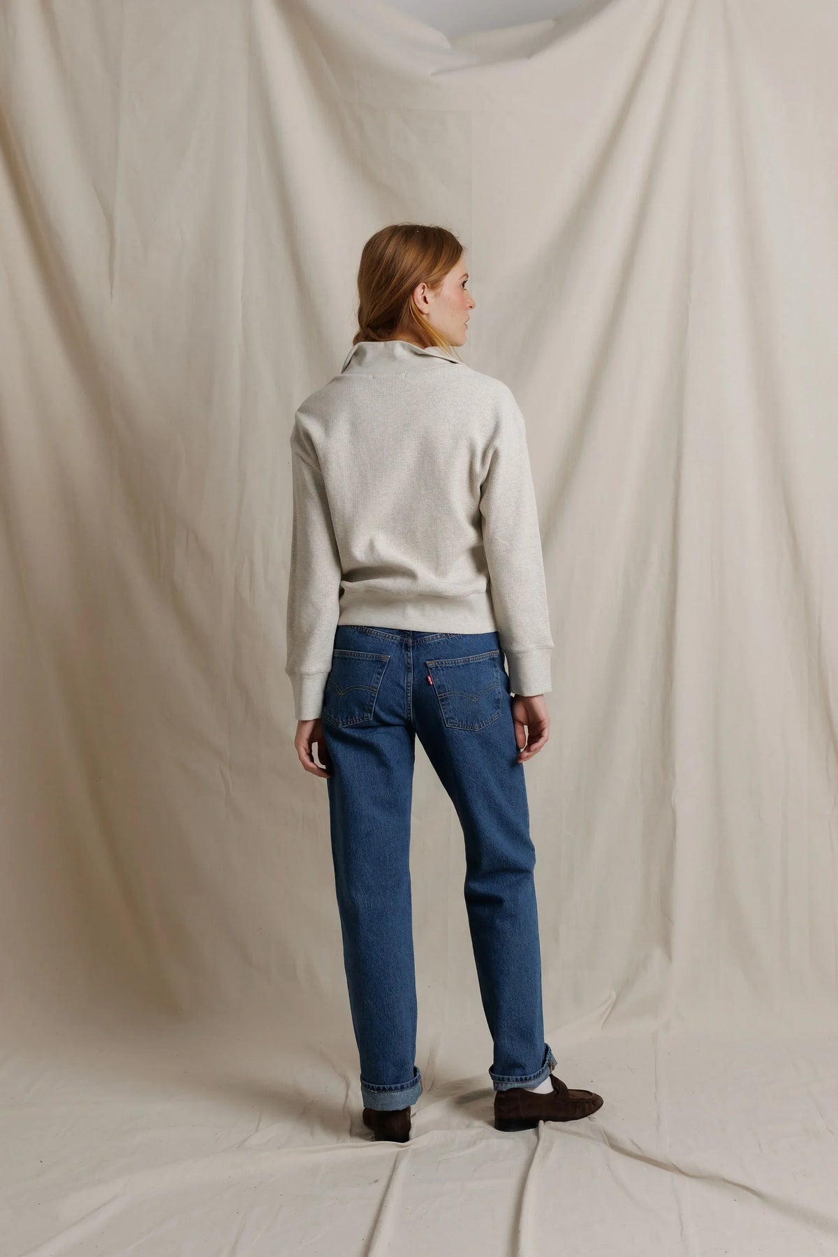 PerfectWhiteTee Zia Waffle Knit Popover Pullover