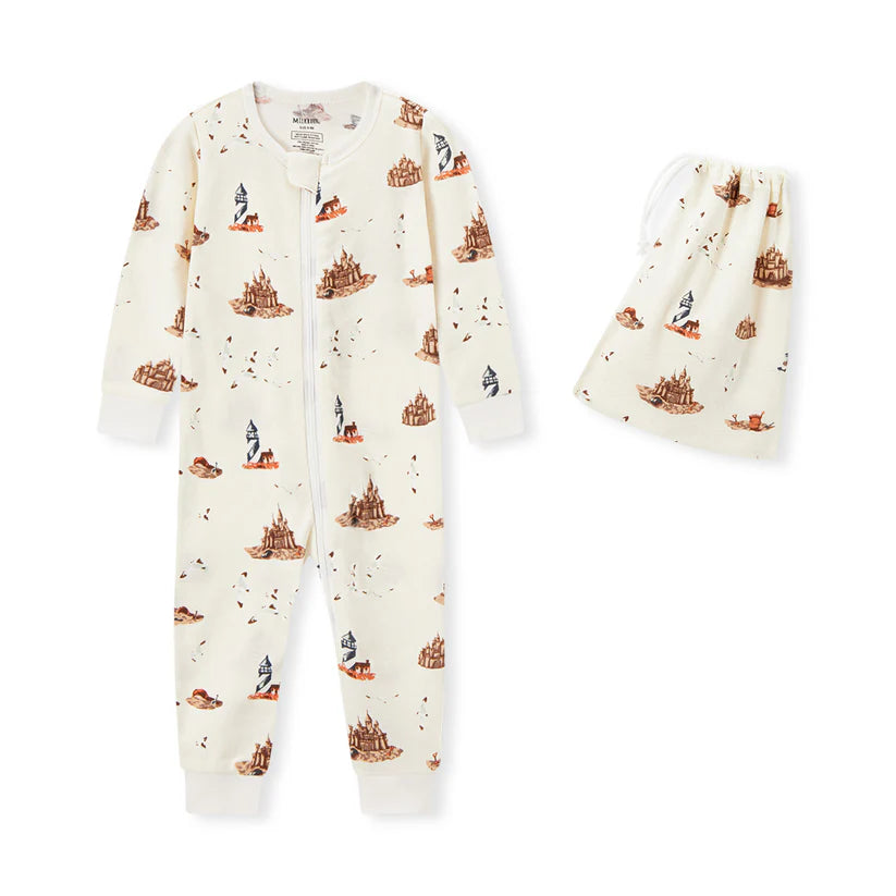 Milkbarn Sandcastle Organic Cotton Zipper Pajama