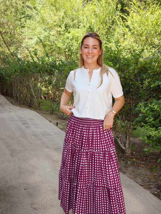 Lilbelle Lucy Midi Skirt | Gingham Plum