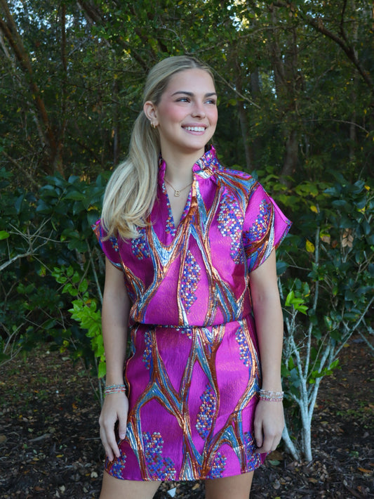 THML Short Sleeve Vibrant Pattern Top