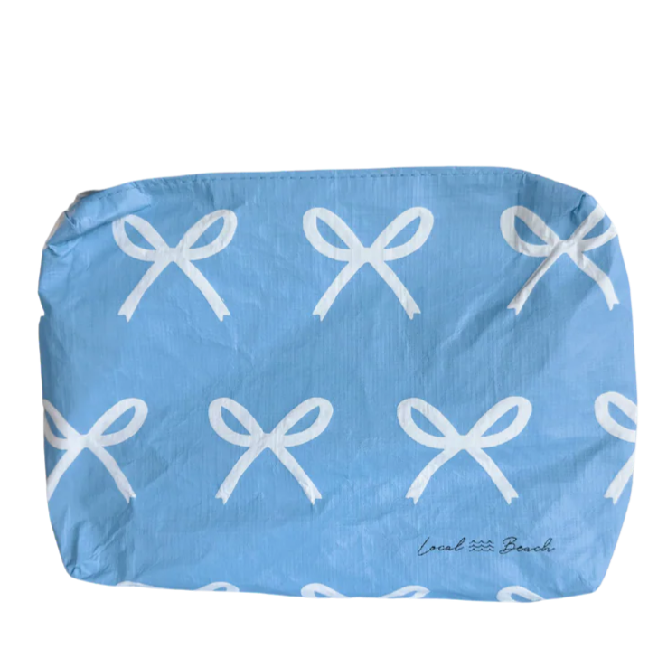 Local Beach Blue Bows Water Resistant Pouch