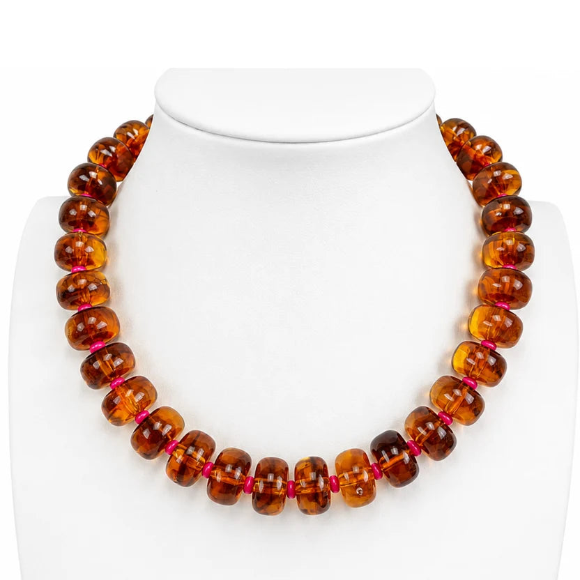 Caryn Lawn Carmel Necklace Tortoise/ Hot Pink