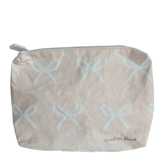 Local Beach Blush Pink Bows Water Resistant Pouch