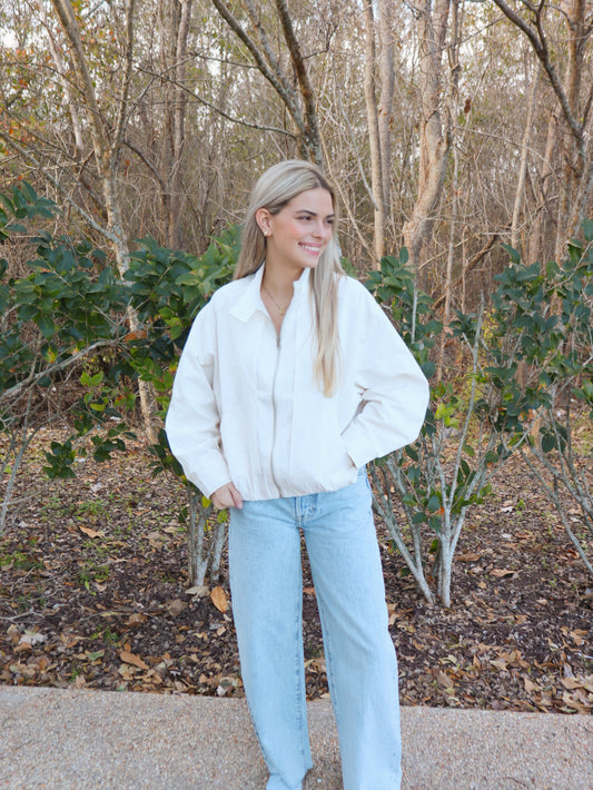 Elle Grey Sculpted Collar Lightweight Bomber