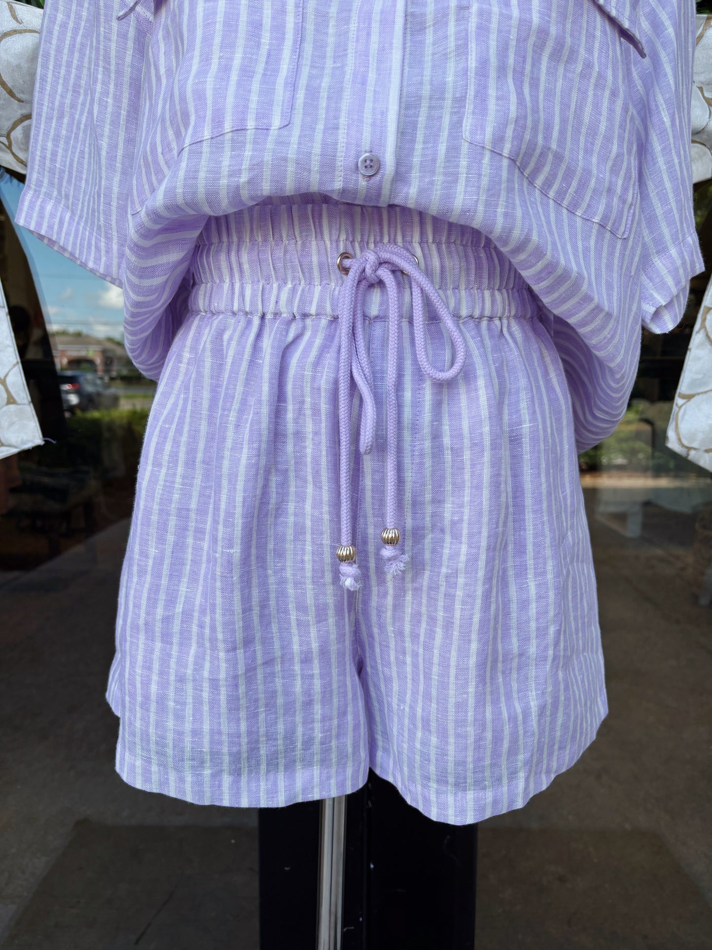 We Are Sundays Women's Stripe Linen Penny Shorts