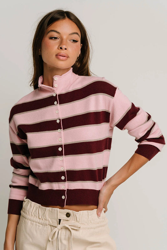 Mod Ref The Hallie Striped Turtleneck Cardigan
