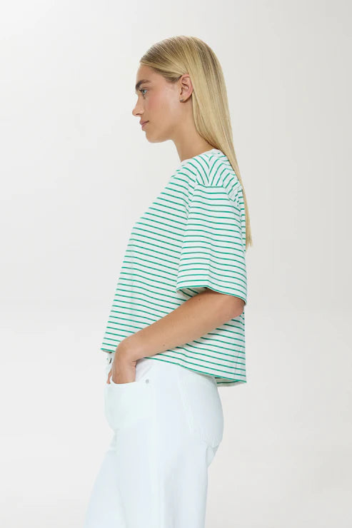 Pistola Mae Cropped Tee - Vert Stripe
