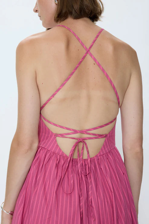 Pistola Sadee Open Back Dress - Magenta Stripe