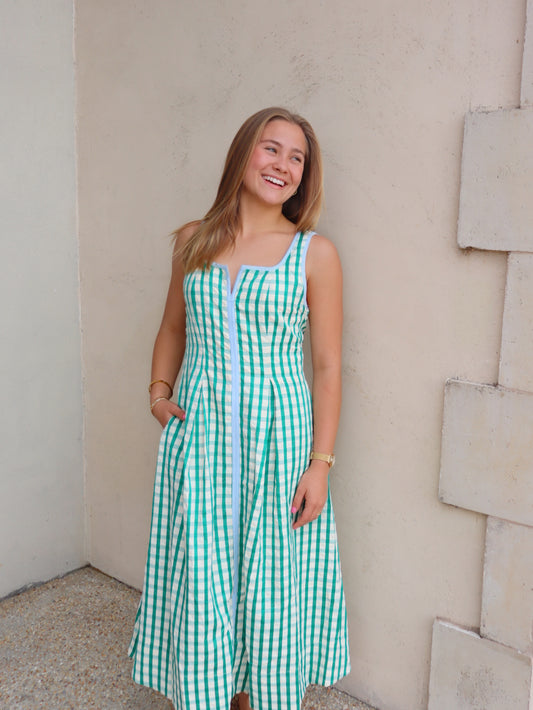 THML Thin Strap Gingham Pattern Dress