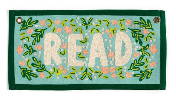 Pippi Post Read Embroidered Canvas Banner